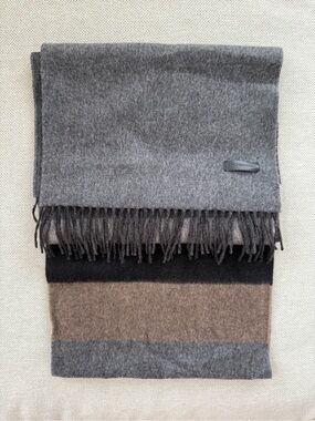 Bruno Magli Gray, Black & Brown Striped Wool Scarf